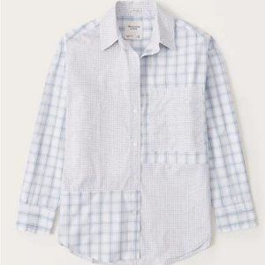 Abercrombie Oversized Poplin Striped Button-Up Shirt, XS